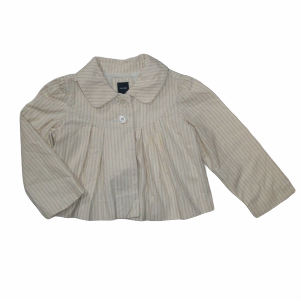 Baby Gap Khaki Embroidered Pinstripe Jacket Girl 3